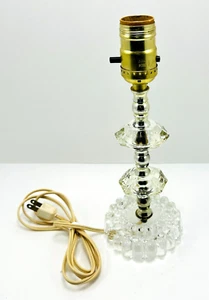 Boudoir Bedroom Lamp Small Dainty Antique Beaded Cut Clear Glass 60 Inch Cord - Picture 1 of 9