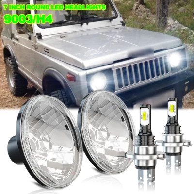 Fit Suzuki Samurai SJ410 7 inch LED Round Headlights Pair DRL Hi/Lo Beam x2 - Image 1 of 4