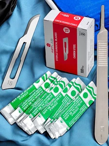 Artlab - Scalpel Knife Handle #3 With Blades 10, 11, 12, 12B, 15, Or 15C 100 PK - Picture 1 of 27
