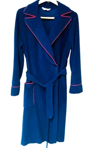Kayser Gürtel Flanell Morgenmantel Damen M Vintage Navy USA Morgenmantel Hausmantel - Bild 1 von 4