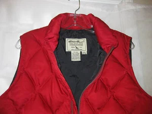 VEST EDDIE BAUER Sz XS Red QUILTED Goose Down Insulated Full Zipper Womens - Picture 1 of 12