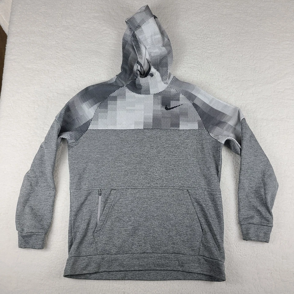 Nike Hoodie Mens Large Gray White Dri Fit Standard Fit Sweater Activewear - Image 1 of 4