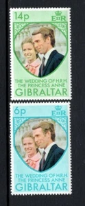 Gibraltar 1973 BODA DE PRINCESA ANA MONTADA SIN MONTAR O NUNCA MONTADA SC 305-06 SG 323-24 - Imagen 1 de 1