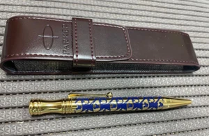 Disney x Parker Cruise Line Gold/Blue Twisted Ballpoint Pen w/Pen case Mint Rare - Picture 1 of 8