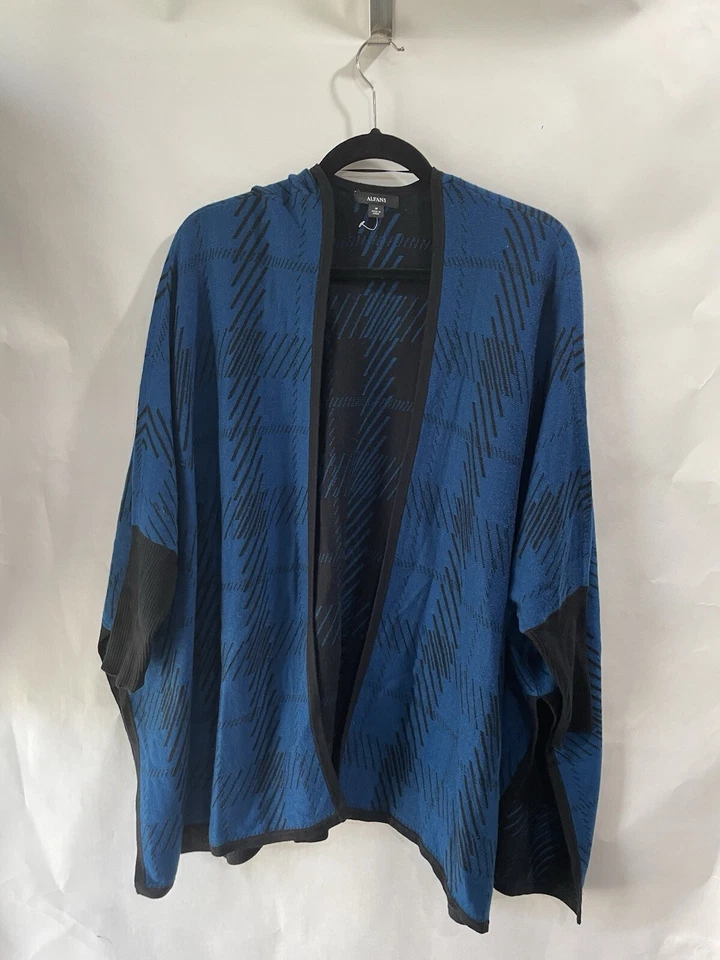 Кардиган пончо Alfani Open черный/синий размер M с глубоким разрезом - Изображение 1 из 4