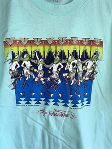 Vintage Hanes Beefy Native Southwest TEAL T Shirt XL Single Stitch 80s 90s - Picture 1 of 8