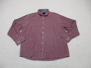 Linea Uomo LU Button Up Shirt 3XL XXXL Red White Check Casual Modern Fit Mens K4 - Picture 1 of 8