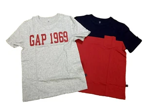 GAP Boys 2-Pack 100% Cotton T-Shirt Tops Size XS-4/5 Red/Blue &Gray GAP 1969-NWT - Picture 1 of 12