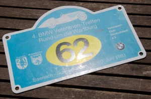 VINTAGE AUTOMOBILE CAR RALLY SIGN # BMW VETERAN RALLY WARTBURG EISENACH 1993 - Picture 1 of 2