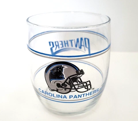 VINTAGE CAROLINA PANTHERS NFL ROCKS/STEMLESS WINE GLASS MOBIL 1980's Cover