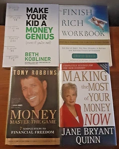 Personal Finance LOT of 4 Money related books self help economics Robbins Rich - Picture 1 of 22
