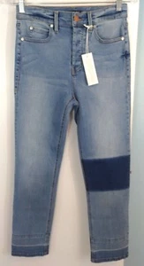 Level 99 Button Fly Colorblock Patch Crop Jeans Size 28 Stitch Fix - Picture 1 of 7