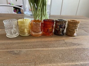 Vintage ST CLAIR Summit CARNIVAL Iridescent Glass TOOTHPICK HOLDER INDIAN Chief - Picture 1 of 14