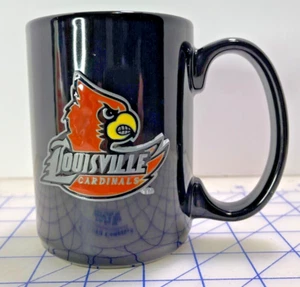 Louisville Cardinals Coffee Mug Cup Black with 3D Embossed Metal Logon - 14oz - Picture 1 of 6