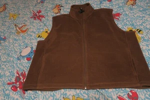 Woolrich Men's Plush Fleece Full Zip Vest Wood Brown Drawstring 2 Pockets 2XL - Picture 1 of 6