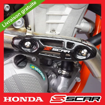 Honda CRF CRFX 250 450 SCAR UNIVERSAL CARBON EXHAUST MANIFOLD PROTECTION - Image 1 of 3