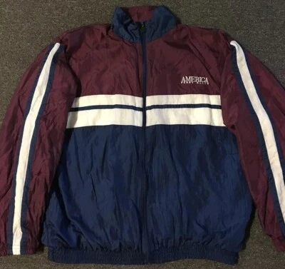 Vtg 90s Perry Ellis America Colorblock Jacket L Red Navy Sailing Nautical USA - Image 1 of 4