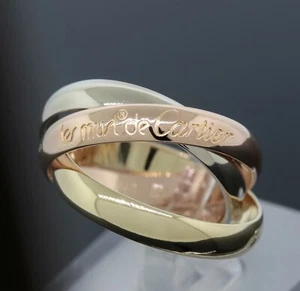 Anillo Les Must De Cartier Oro Tricolor 18K Banda Trinidad Talla 5.25 (Euro Talla 50) - Imagen 1 de 5