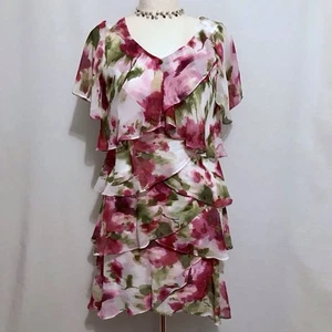 SLNY NWT Knee Length Tiered Flutter Sleeves Dress Women 10 *Pls See Description* - Picture 1 of 11