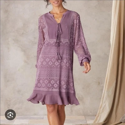 Nuevo Vestido Sundance Maxine Elegante de Encaje Púrpura para Mujer Talla Pequeña Floral Foto 1 de 4