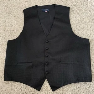 Mel Howard New York Vest Mens Size 2X Black Waistcoat 5 Fabric-Covered Buttons - Picture 1 of 6