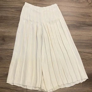Ralph Lauren Pleated White Pants Silk Sz 6 Romantic Preppy Gorgeous Wide Leg - Picture 1 of 6