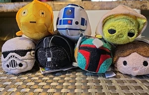 Star Wars Plush Toy Set Of 7 Darth Vader Yoda Fett C3PO Disney Tsum Tsum NEW C1 - Bild 1 von 21