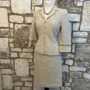 Kasper 3/4 Arm Rock Anzug beige strukturiert Gr. 6 beige neutrale Farbe - Bild 1 von 5