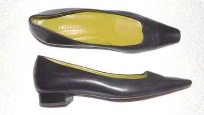 BRUNO MAGLI Italia Cuero Negro Puntera Cuadrada Planos EU37.5 US 7.5 M - Usado Una Vez Foto 1 de 4