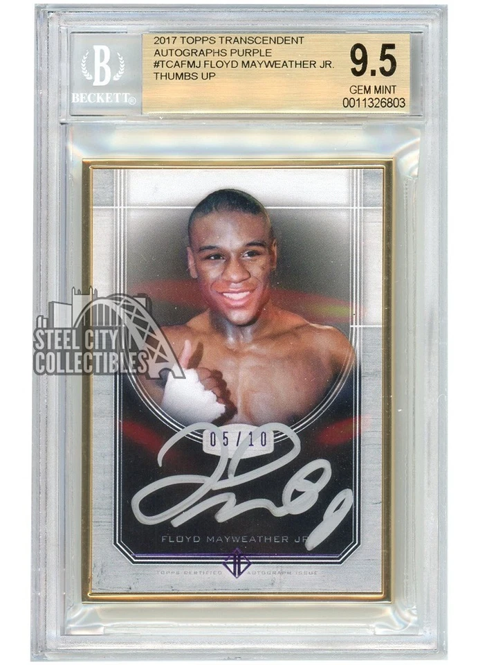 Floyd Mayweather Jr 2017 Transcendent Autograph Purple 5/10 BGS 9.5 AUTO 10 - Image 1 of 2