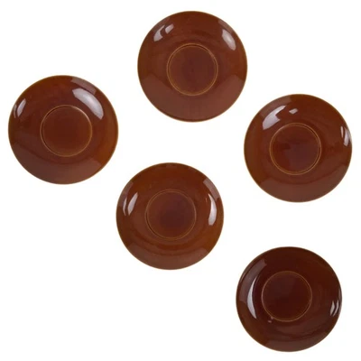 Japanese Lacquered Wood Drink Saucer Vtg Chataku Coaster 5pc Shunkei Nuri L535 - Image 1 of 4