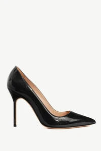 Manolo Blahnik BB Midnight-Blue Patent Leather Pointed-Toe Pumps, Size US 7.5 - Bild 1 von 8