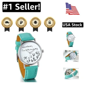 Elegante Damenuhr mit Lederarmband - "I'm Late Anyway" Quarz Dress Timepiece - Bild 1 von 8