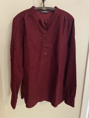 Top Henley de pana de algodón Lands End para mujer vino con lunares tostados talla 12 nuevo con etiquetas Foto 1 de 4