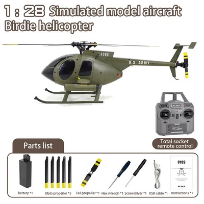 1:28 RC Helicopter MD500 Brushless Dual-motor Model 6-Axis Gyro Aircraft Toy - Image 1 of 4
