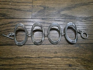 Pulsera de plata de ley 925 vintage grandes anillos ovalados lisos  - Imagen 1 de 3