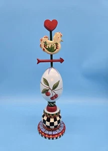 Unique Woods Vintage 1981 Hand Painted Country Folk Art Chicken + Egg  - Picture 1 of 4