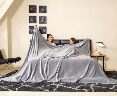 COOVA Oversized King Fleece Blanket 120x120 inches, 120"x120", Light Grey  - Image 1 of 4