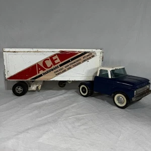 Vintage Nylint Blue Truck w/ White Ace Hardware Trailer Ertl Pressed Steel 22” - Picture 1 of 19