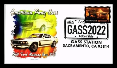 DR JIM STAMPS US COVER PONY CARS 1969 FORD MUSTANG BOSS 302 FDC PANDA CACHET - Image 1 of 2