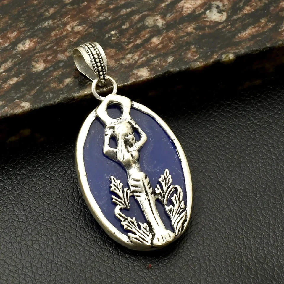 Pingente de sereia simulado de pedra preciosa de safira feito à mão presente 2,4" AP-40764 - Imagem 1 de 1