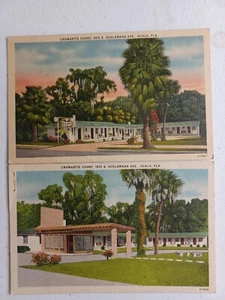 VINTAGE LINEN Cromartie Court Ocklawaha Ave Ocala, FL 2 Postcard Unposted 1950s - Picture 1 of 3