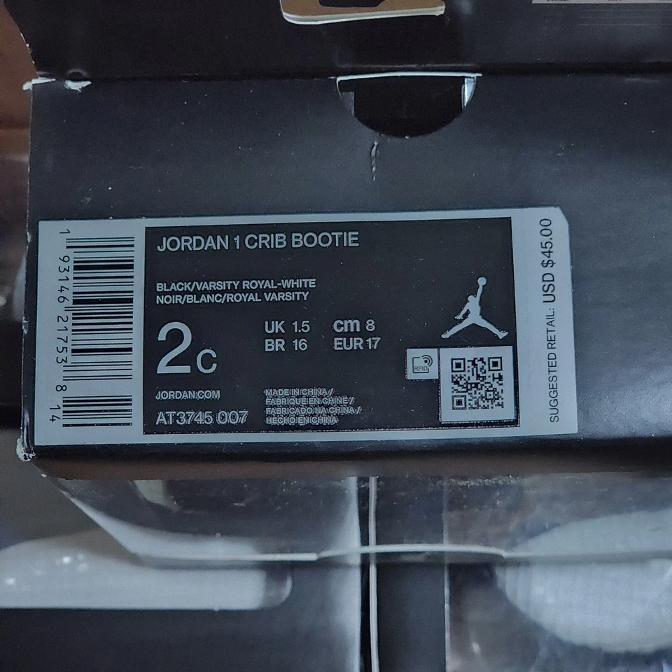 Jordan Retro 1 Crib Bootie Sz 2c 100 Authentic Royal Toddler At3745 007