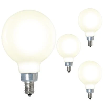 Diodesy 4PK G16 Dimmable Globe Milky Light Bulb 4W 40W E12 All Dimmer Type 3000K - Image 1 of 4