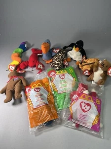 Ty Tiny Beanie Babies Lot of 11 Happy Meal Toys McDonalds Scoop Squirrel Lobster - Picture 1 of 7