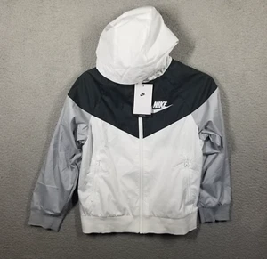 Nike NSW Windrunner Jacket DC0625 100 White/Black-Wolf Grey Kids Size S[+] $65 - Picture 1 of 12