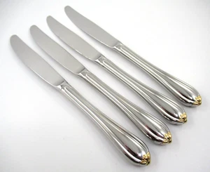 Gorham GOLDEN MELON BUD 4 Dinner Knives Glossy Stainless Steel Flatware - Picture 1 of 3