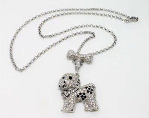 Convertible! PJM Pave Dog & Bone Pin/Brooch or Necklace Combination - Picture 1 of 4