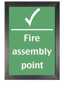 Health and Safety Fire Assembly Point Poster Careful Cover Life Photo Green - Picture 1 of 3