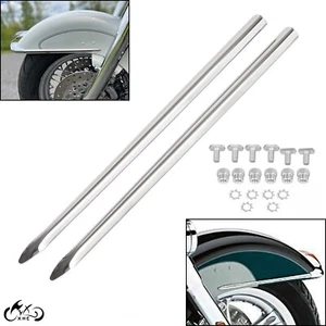 Silver Front Fender Spears Trim For Harley Touring Road King 2014-2023 Softail - Picture 1 of 18
